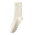 thumbnail image 1 of Kaiare Women's Socks Cotton Knit Ruffle Socks Vertical Sweet Soft Daily Mid Calf Socks, 1 of 1