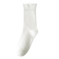 thumbnail image 1 of Kaiare Women's Socks Cotton Knit Ruffle Socks Vertical Sweet Soft Daily Mid Calf Socks, 1 of 1