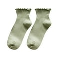 thumbnail image 1 of Kaiare Womens Ankle Ruffle Socks Ribbed Knit Low Cut Socks Soft Breathable Elegant Fall Spring Casual Socks, 1 of 3