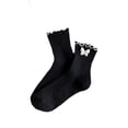 thumbnail image 1 of Kaiare Womens Socks Bow Decor Ruffle Edge Sweet Style Princess Socks Versatile Soft Comfy Daily Casual Mid Calf Socks, 1 of 1