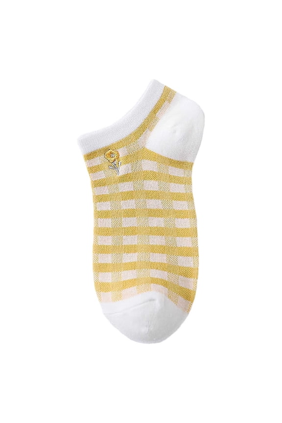 Womens Socks Embroidery Bee Thin Breathable Low Cut Ankle Socks Summer Cute Sweet Stylish Casual Socks