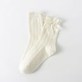 thumbnail image 1 of Kaiare Womens Socks Ruffle Edge Mid Calf Socks Bow Decor Sweet Lovely Soft Comfy Stylish Daily Party Socks, 1 of 1