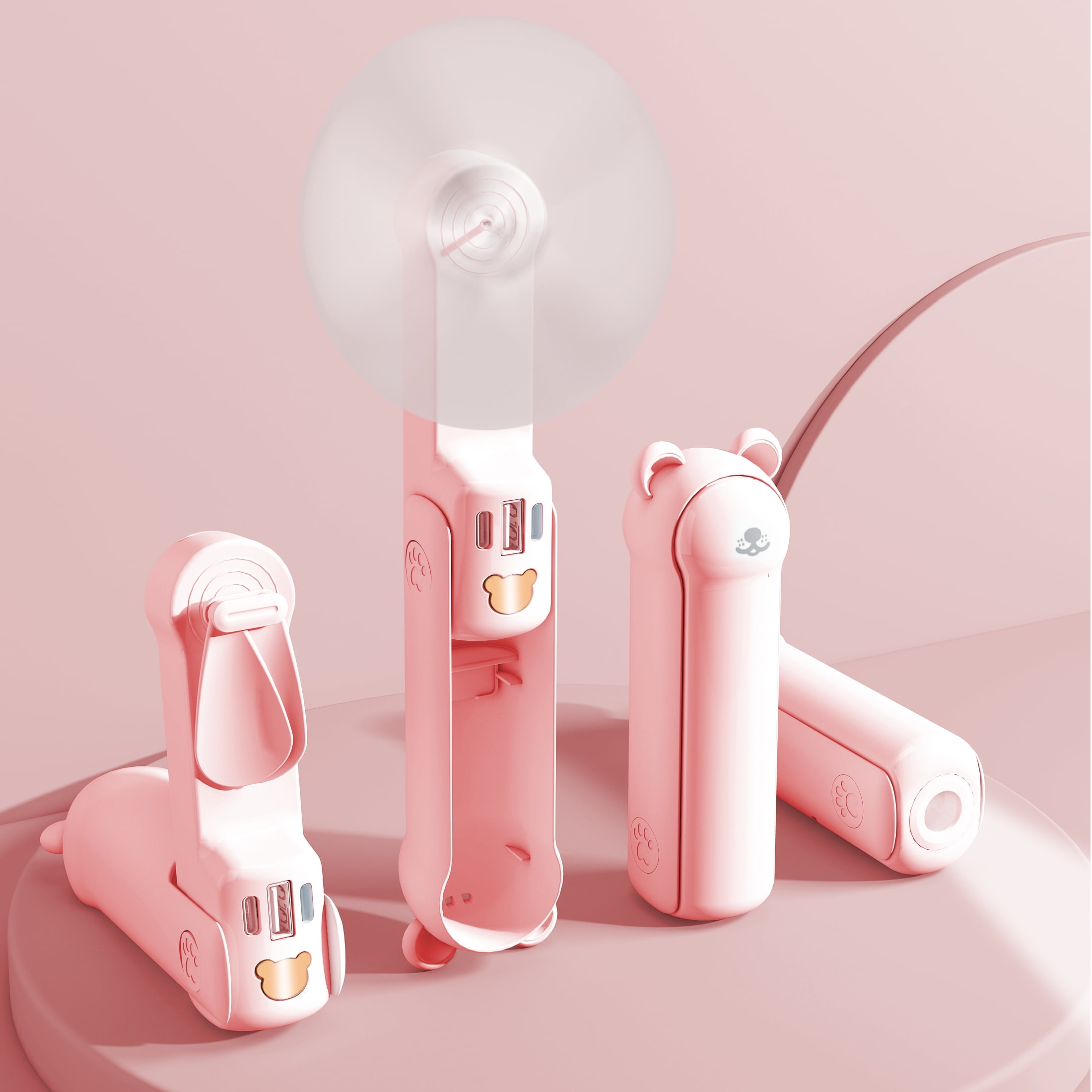Kaibinsi Handheld Fan, 3-Speed Portable Mini Fan Personal Fan with Power Bank and Flashlight