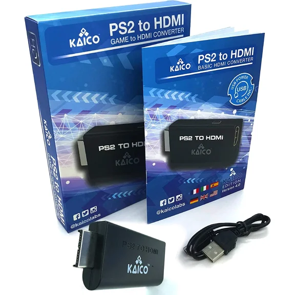 Kaico Edition - Playstation 2 PS2 HDMI Converter - PS2 to HDMI - Component to HD
