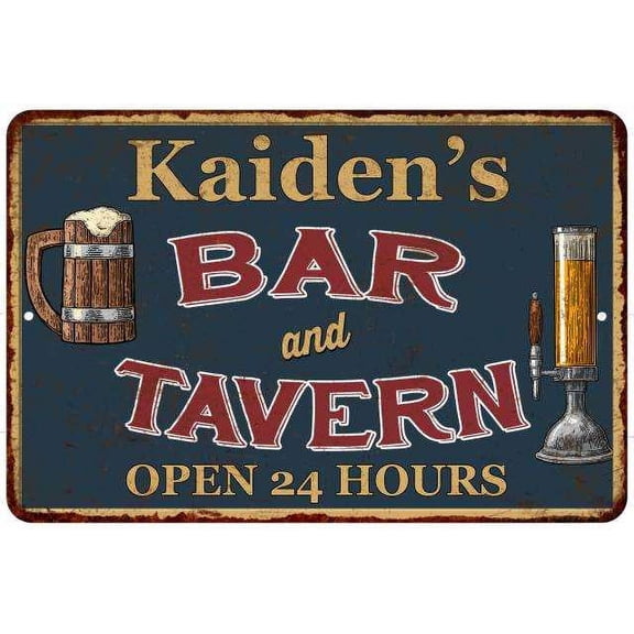 Kaiden's Green Bar & Tavern Rustic Sign 8 x 12 High Gloss Metal 208120047660