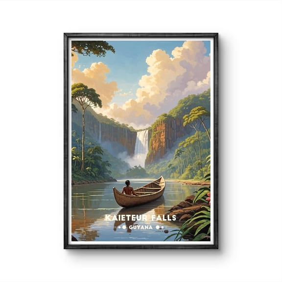 Kaieteur Falls Guyana Vintage Stunning Waterfall Rainforest Travel Unframed Paper Print