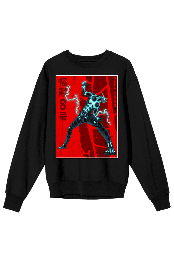 Kaiju No. 8 Hafka Habino Kaju Form Lightning Crew Neck Long Sleeve Black Adult Sweatshirt-3XL