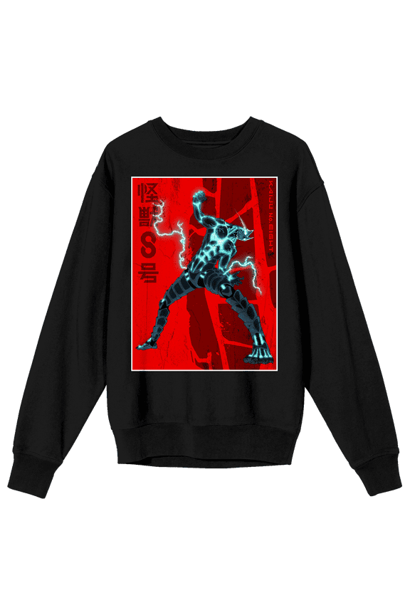 Kaiju No. 8 Hafka Habino Kaju Form Lightning Crew Neck Long Sleeve Black Adult Sweatshirt-Small