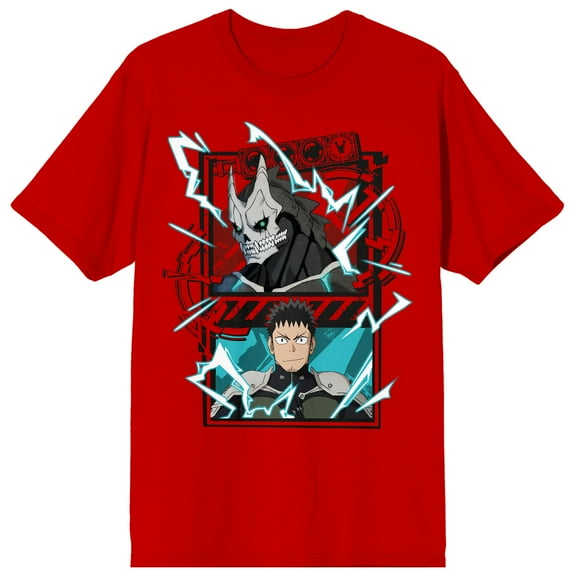 Kaiju No. 8 Kafka Hibino Lightning Streaks Men's Red Crew Neck Short Sleeve T-shirt-Medium