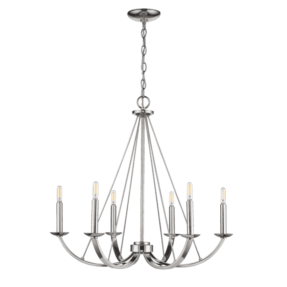 Vivio Lighting Kaila 6-Light Modern Polished Nickel Corded Electric Chandeliers