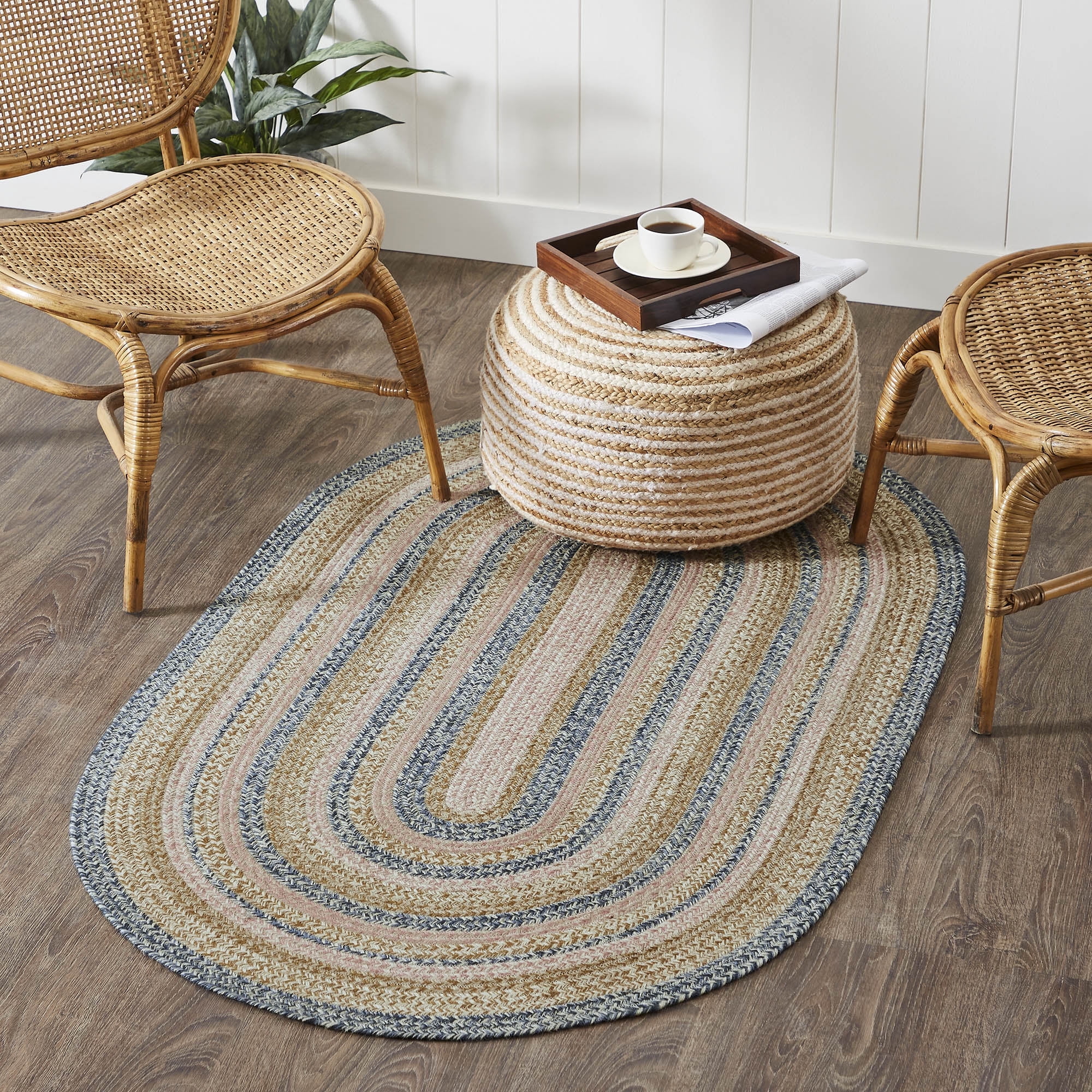 VHC Brands Kaila Jute Rug Oval w/Pad 36x60