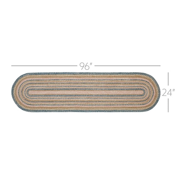 VHC Brands Kaila Jute Rug/Runner Oval w/Pad 24x96