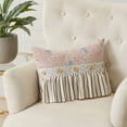 thumbnail image 1 of VHC Brands Kaila Cozy Cottage Vintage Ruffle Floral Pink Couch Throw Pillow 14x18, 1 of 3