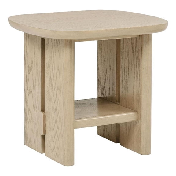 Coaster Kailani Coastal Wood Square End Side Table with Shelf in Beige Oak