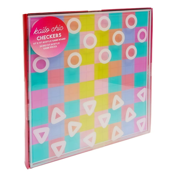 C.R. Gibson GMC-24801 Kailo Chic Acrylic Checkers Board Game Set, 11" x 11", Multicolor, 25pcs