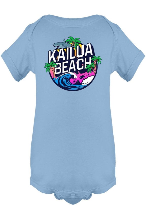 Kailua Beach Waves And Palm Tree Bodysuit Infant -Image by Shutterstock,  Newborn