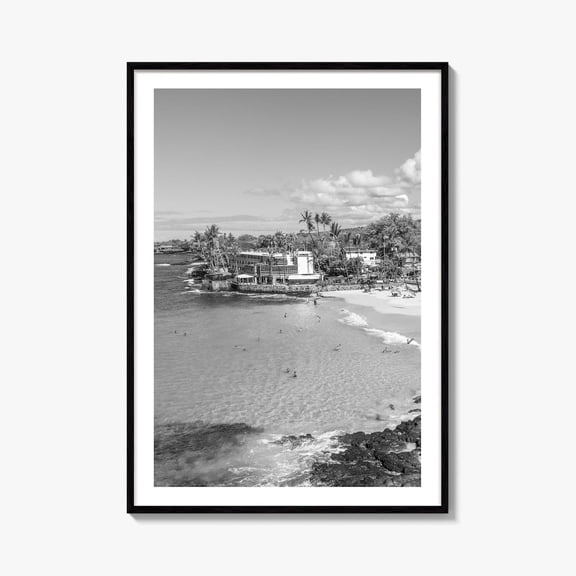 Kailua Kona Black And White Fine Art Photo Print Magic Sands Beach Hawaii, Unframed Paper Print