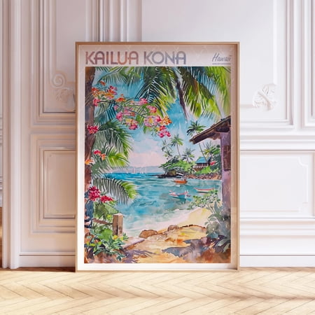 Kailua Kona Hawaii Tropical Coast Wall Art Decor Unframed Paper Print