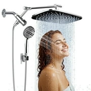 ATUPEN 12" Rain Shower Head, Handheld Spray Combo 6 Settings Adjustable High Pressure Dual Showerhead Silver Chrome