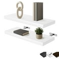 thumbnail image 1 of Floating Shelves for Wall, White Wooden Hanging Book Shelf for Bathroom, Bedroom, Kitchen, Living Room Decor 16 inch Set of 2, 1 of 8