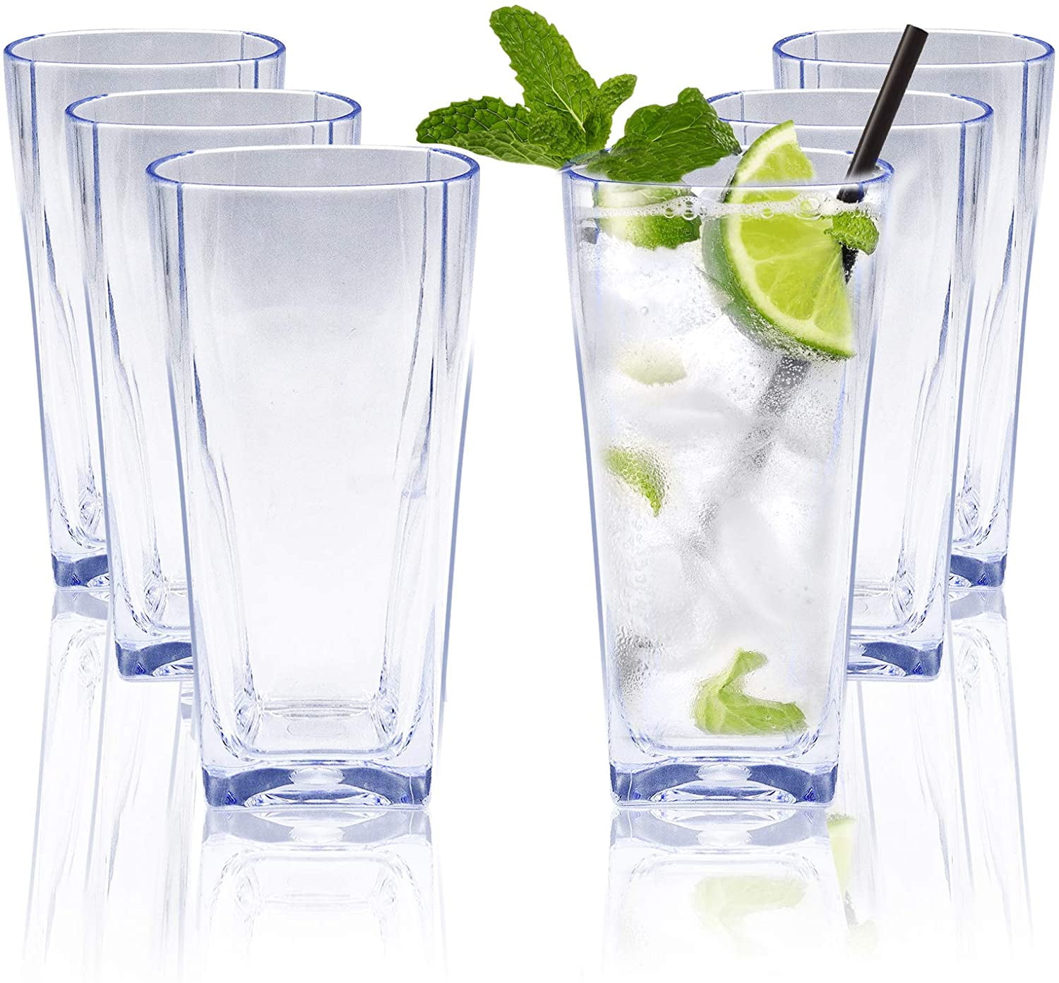 Kaimingweb Set of 6, 12oz Plastic Drinking Glasses, Shatterproof