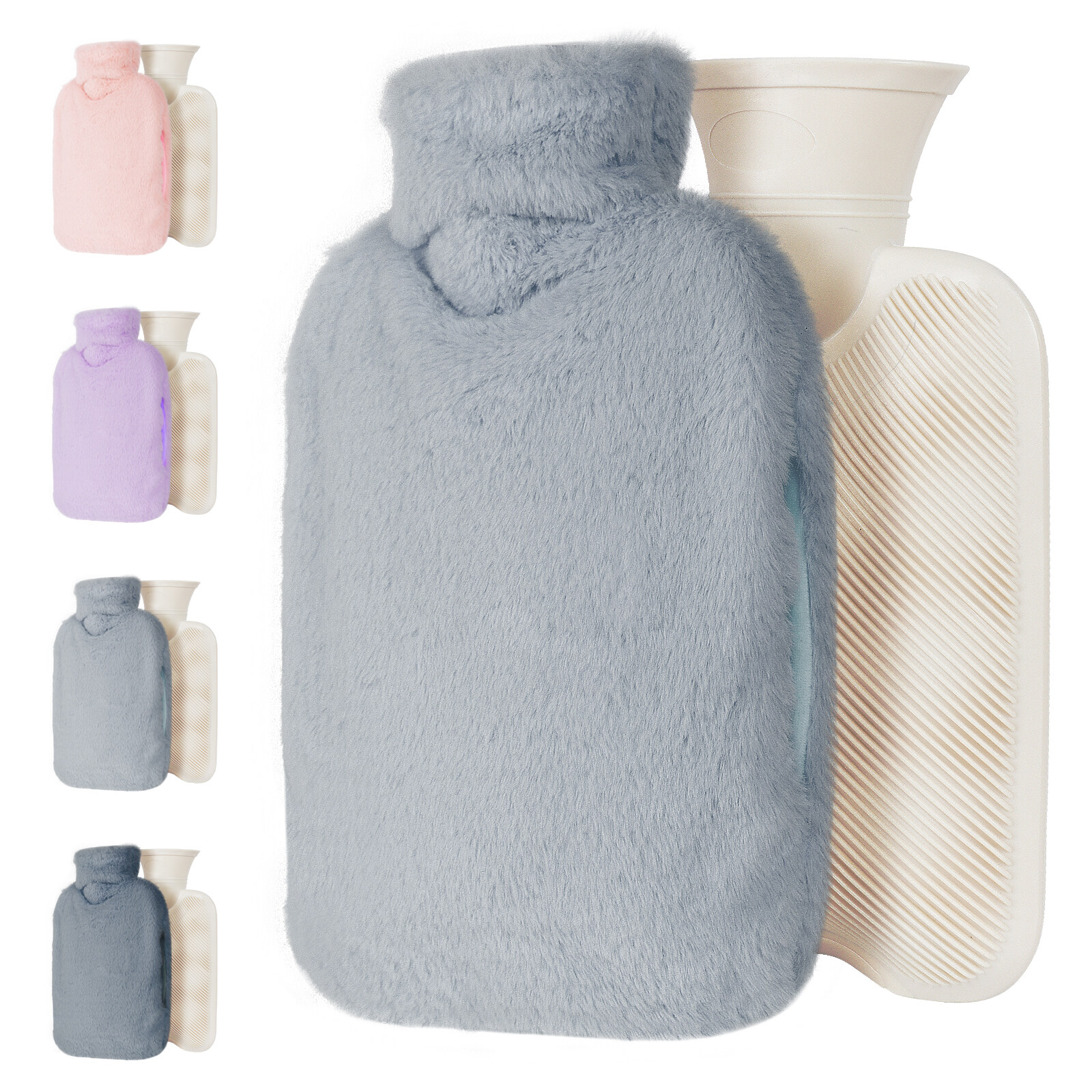 Kaimingweb Luxury 2L Hot Water Bottle Plush Covered, LongLasting