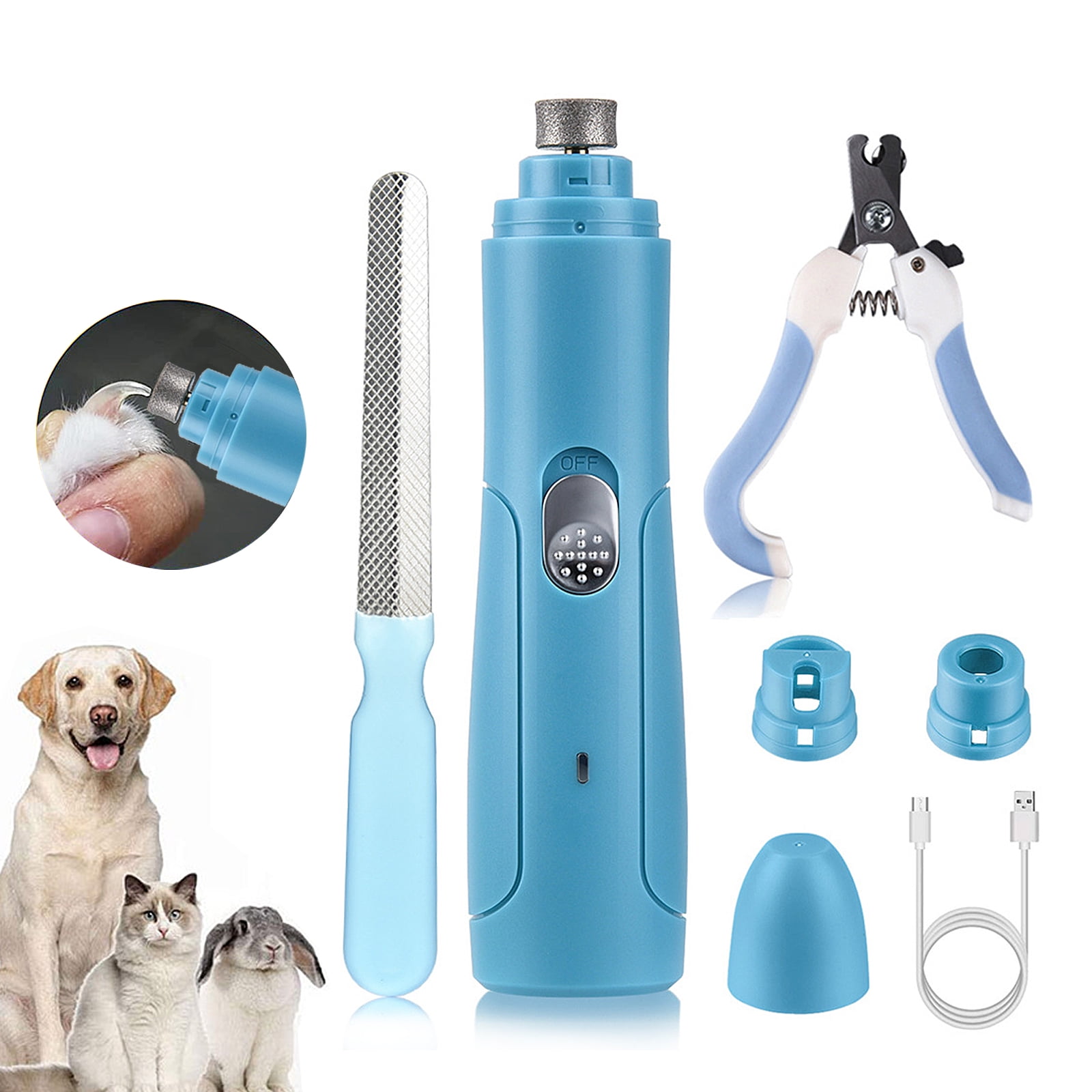 Kaimingweb Pet Nail Grinder, Dog Nail Trimmer and Clippers Kit with 3
