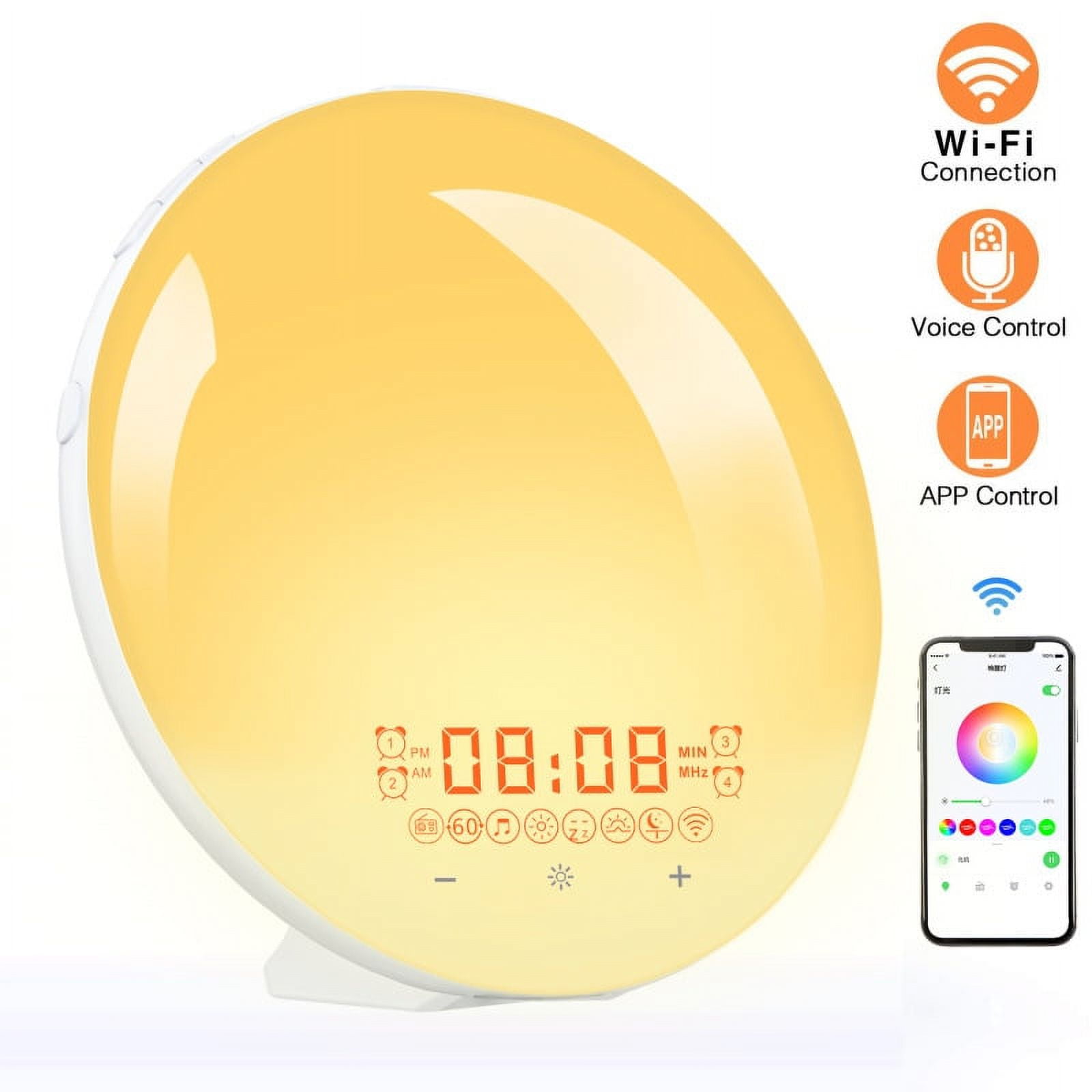 Wake Up Light Sunrise Alarm Clock, Work with Alexa & Google Home