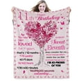 thumbnail image 1 of Kainsy 11th Birthday Gifts for Girls Happy Sweet 11 Blanket Gifts 11 Year Old Flannel Fleece Throw Blankets for Daughters, Nieces, Granddaughters, Eleven Birthday Gift Idea Decorations, 11th(50"x60"), 1 of 7