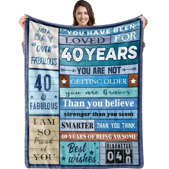 KAINSY 40th Birthday Gifts for Men, 40th birthday blanket for Him 40 Year Old Male Gift Ideas Birthday Throw Blanket Gifts for 40 Year Old Birthday Gift for Men Husband Dad Son Male(50"x60")