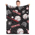 thumbnail image 1 of Kainsy Baseball Throw Blanket for Boys, Blue Soft Plush Flannel, Stars for Toddler Couch, 30x40 inch, 1 of 9
