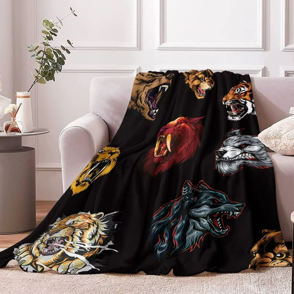 Kainsy Blanket for Boys, Comfy Plush Flannel Fleece Throw Blanket Lightweight Warm Beast Blanket, Soft Fluffy Fuzzy Black Blanket for Kids Boys Girls Birthday Gifts, Travel and Beach(40"x50")