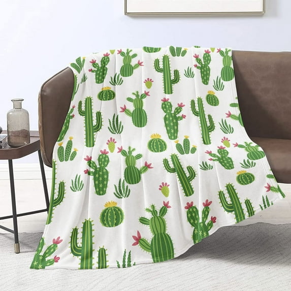 Kainsy Cactus Blanket Throw Cactus Gifts Blanket for Adult Kids Baby Cute Cacti Blanket Soft Flannel Fleece Cactus Decor Blankets for Bed Couch Sofa Birthday Gift(60"x80")