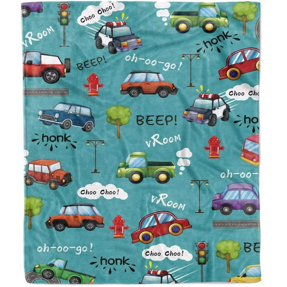 Kainsy Car Blanket for Kids, Comfy Plush Flannel Fleece Throw Blanket Lightweight Warm Cute Car Blanket, Soft Fluffy Fuzzy Blanket for Boys Girls Birthday Gifts, Travel Beach(60"x80")