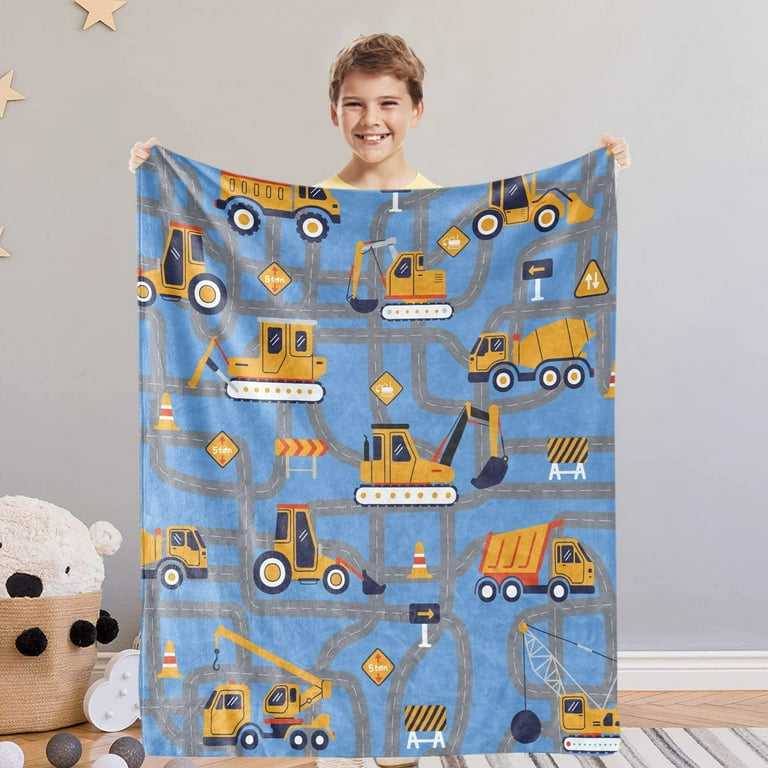 Kainsy Construction Truck Blanket for Boys Dump Truck Throw