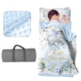 thumbnail image 1 of Kainsy Custom Name Toddler Nap Mat for Daycare Cot Bedding - Personalized Baby Boys Kids Nap Mats with Pillow Blanket Preschool Kindergarten Children Sleeping Bag Easy Carry Blue Elephant, 1 of 9