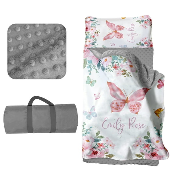 Kainsy Custom Name Toddler Sleeping Mat for Daycare, Personalized Name Pink Floral Kindergarten Nap Mats for Kids, Personalized Gift Girls Sleeping Bag with Pillow Cover Blanket Set
