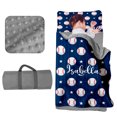 thumbnail image 1 of Kainsy Custom Toddler Nap Mat for Daycare Sleeping Bag for Boys Girls, Kids Nap Mats with Pillow Blanket for Preschool Kindergarten, Personalized Name Easy Carry Nap Sack Navy Baseball, 1 of 9