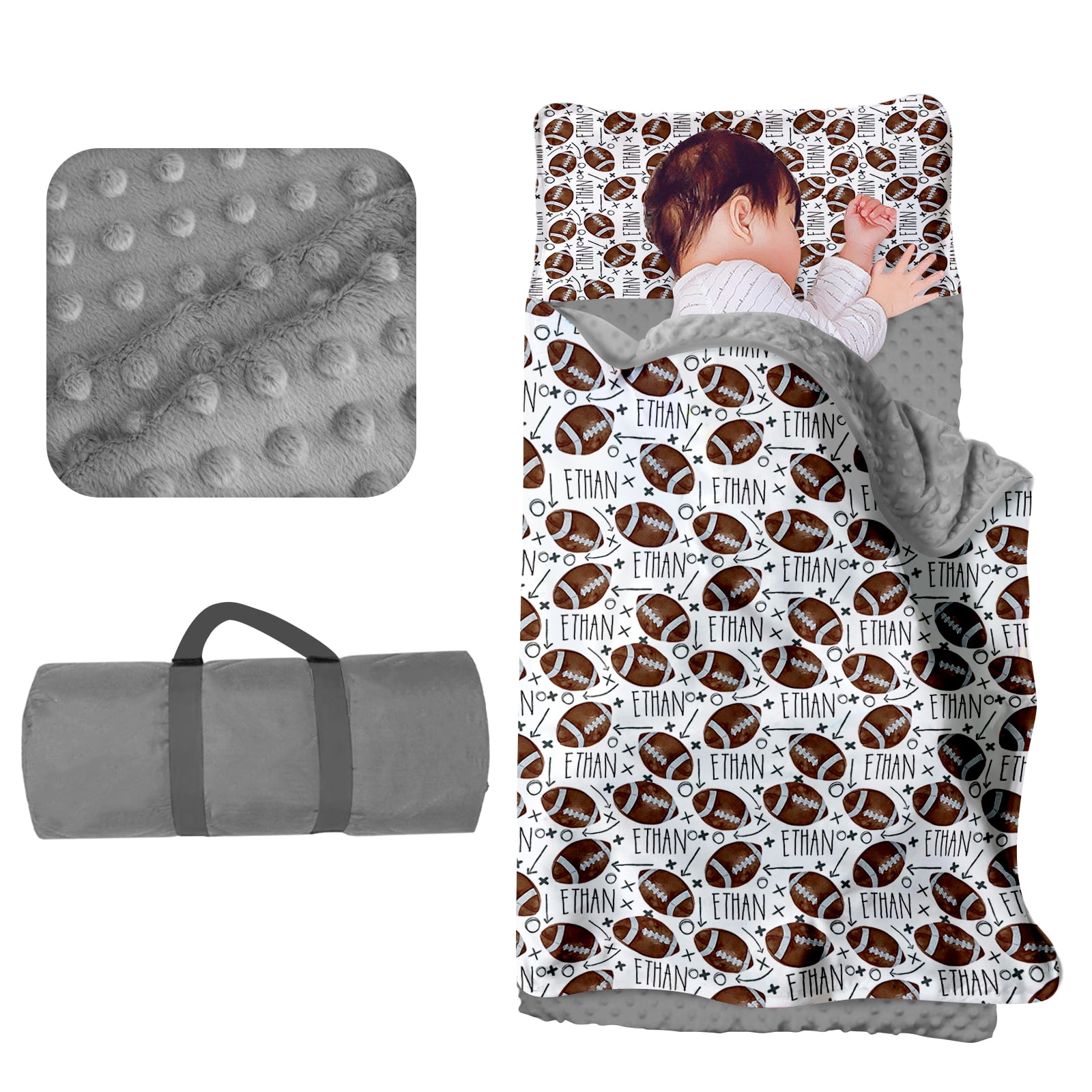 Kainsy Custom Toddler Nap Mat for Daycare Sleeping Bag for Boys, Kids Nap Mats with Pillow