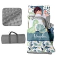 thumbnail image 2 of Personalized Toddler Nap Mat For Daycare & Preschool - Roll-Up Sleeping Bag With Pillow & Blanket, Thick Padded, Blue 2 of 14