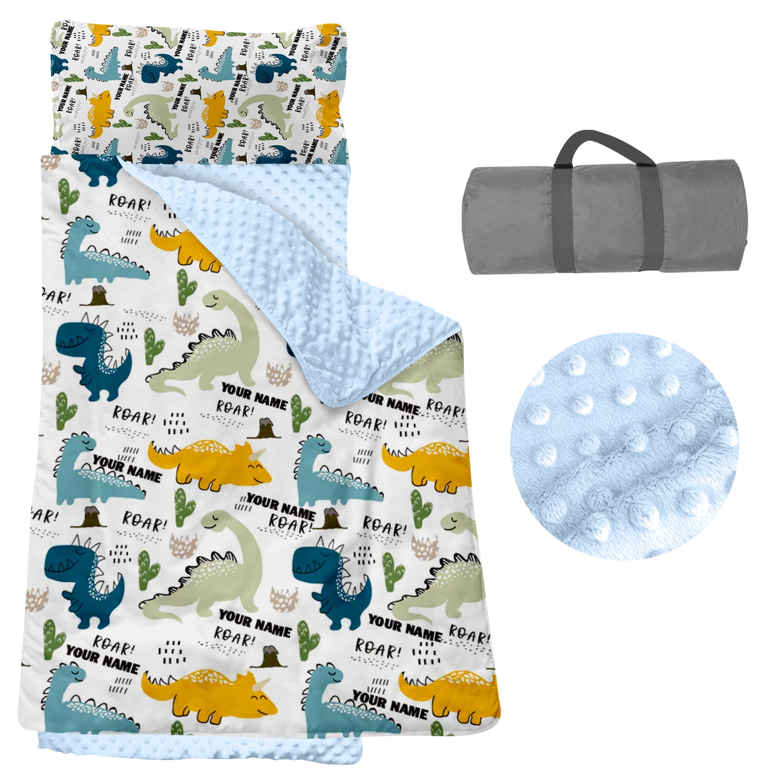 Kainsy Dinosaur Nap Mat, Personalized Toddler Nap Mats for Daycare