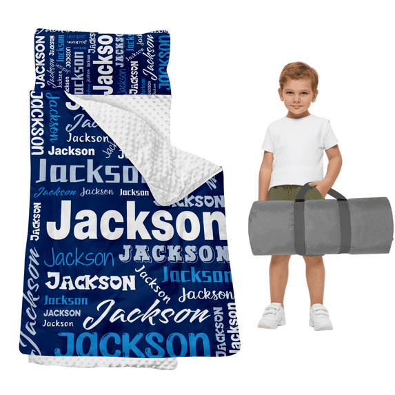 Kainsy Duckbe Toddler Daycare Nap Mat - Preschool Sleeping Bag with Pillow and Blanket, Custom Perschool Nap Gift for Kids, Comfortable & Cozy Nap Mat for Toddler Girl and Boy, Admiral & White