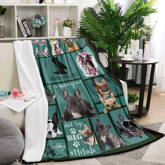 Kainsy French Bulldog Throw Blanket for Kids Cute Funny Flannel Fleece Blankets Plush Lightweight French Bulldog 3D Printed Blanket Gifts for Dog Lovers Boys Girls All Season Couch Sofa(40"x50")