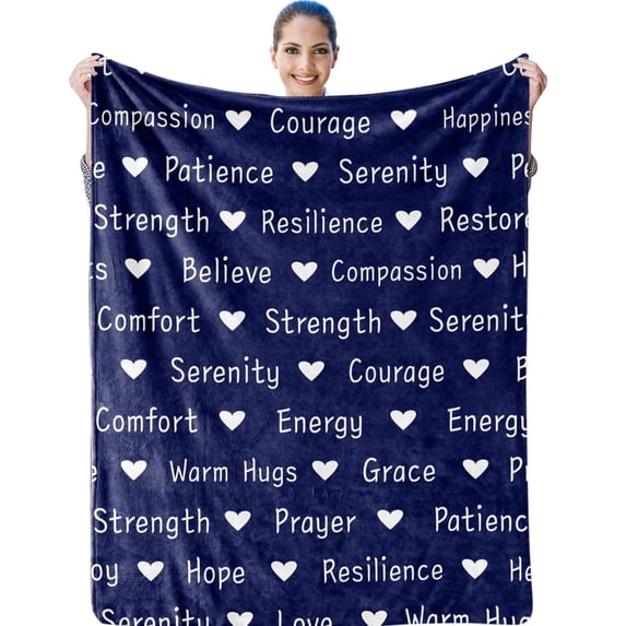 Kainsy Get Well Soon Gifts for Men Women, Healing Blanket, Get Well Blanket, Soft Comfort Warm Hugs Gifts Compassion Blanket, Positive Energy Heart Throw, Breast Cancer Recovery Gift, Navy(40"x50")