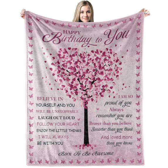 Kainsy Happy Birthday Gifts for Girl,Girl Birthday Gifts Ideas from Parents Grandparents Sister Friends Birthday Decorations Blanket for Girl 50 "X60(50"x60")