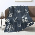 thumbnail image 1 of Kainsy Nautical Blanket Anchor Blanket Throw Compass Adventures Blankets Ocean Marine Blanket Gifts for Adult Kids Boys Soft Flannel Fleece Old Ships Blanket for Chair Couch Sofa, Navy Blue(30"x40"), 1 of 8