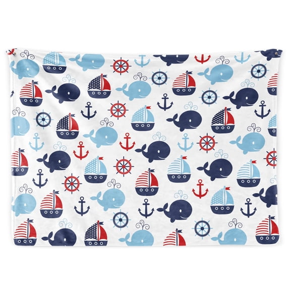 Kainsy Nautical Decor Blanket for Kids, Throw Blankets for Baby Toddler Kids, Soft Flannel s Whale Printed Kids' Blankets for Napping at School or Bed, Birthday Gift for Boys Girls(40"x50")