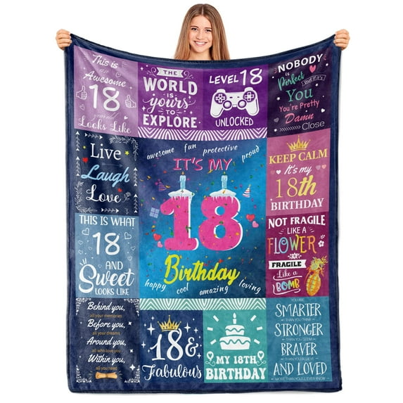 Kainsy Paready 18th Birthday Blanket Soft Flannel Throw Blanket Lightweight Cozy Birthday Blanket for Boys Girls Adults Comfortable Bed Blanket for Sofa Living Room Home Camping Couch(60"x80")