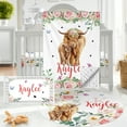 thumbnail image 1 of Kainsy Personalized Baby Crib Bedding Set - Custom Name Highland Cattle Design 3 Pcs Set - Soft Blanket, Fitted Sheet, Room Rug for Newborns Boys Girls(30"x40"), 1 of 9