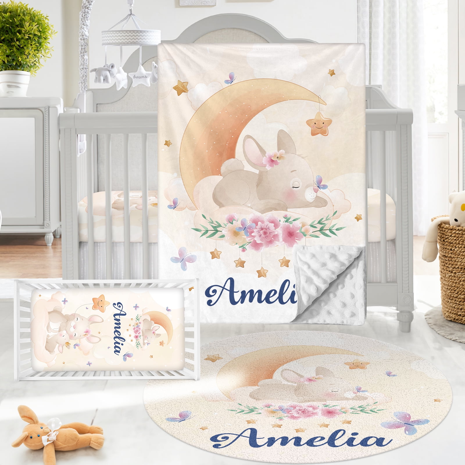 KAINSY Personalized Crib Bedding Set For Baby Boy Girl, Custom Double